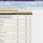 Preiskalkulation Excel Vorlage Kostenlos Genial Kostenberechnung Küchenumbau