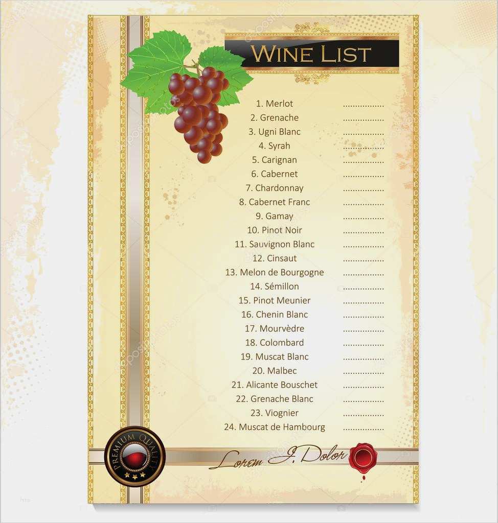 Preisliste Erstellen Vorlage Schönste Weinkarte Vorlage Mit Einer Preisliste — Stockvektor