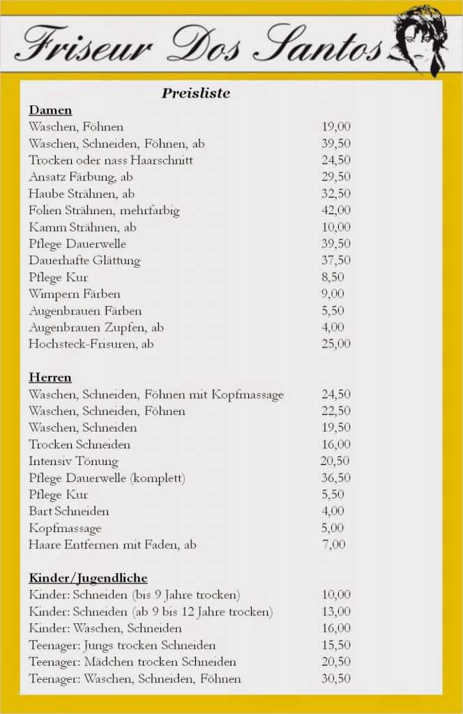 Preisliste Friseur Vorlage Wunderbar Friseur Dos Santos