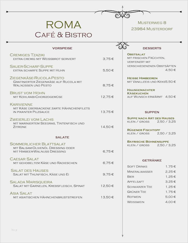 Preisliste Vorlage Word Erstaunlich Speisekarten Vorlagen Tipps Und 95 Kostenlose Mustermenüs