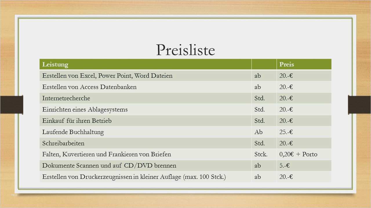 Preisliste Vorlage Word Neu Digeo Büro Nstleistungen Ppt Herunterladen