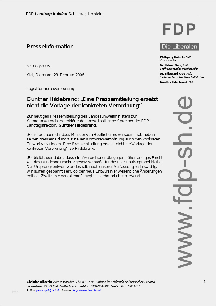 Pressemitteilung Verfassen Vorlage Elegant Landtag Sh Günther Hildebrand "eine Pressemitteilung
