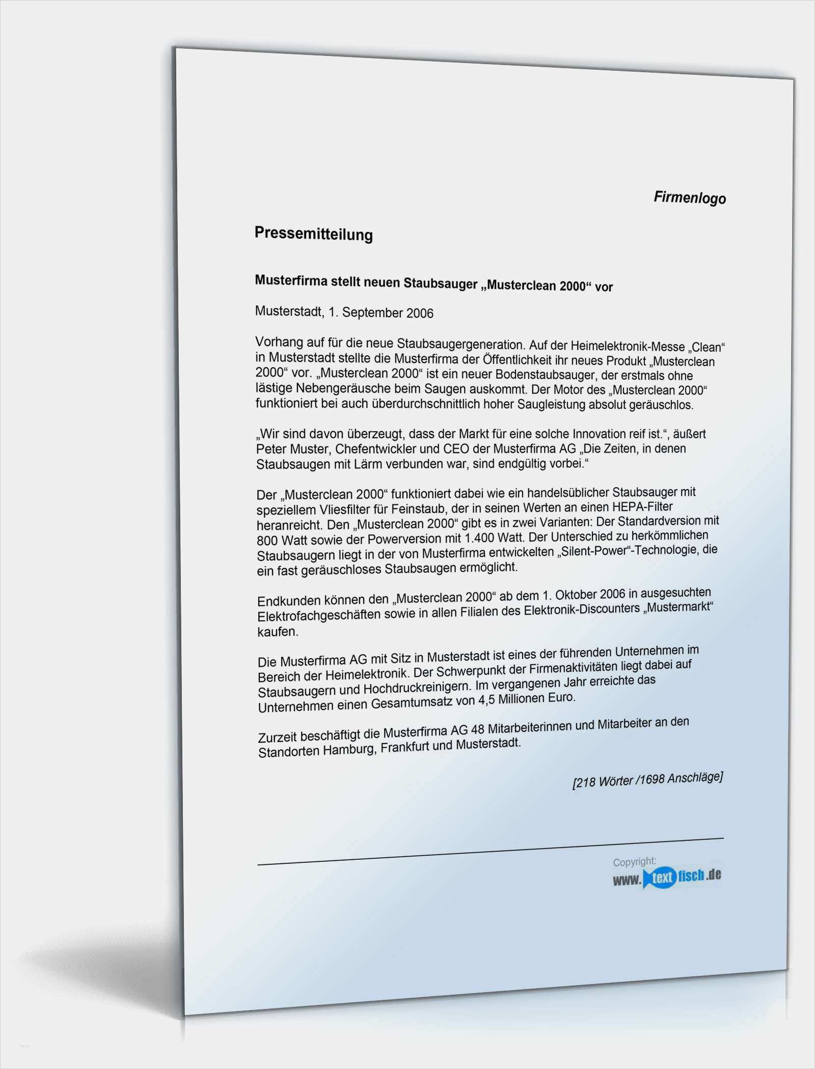 Pressemitteilung Vorlage Download Cool Pressemitteilung Vorstellung Eines Neuen Produktes