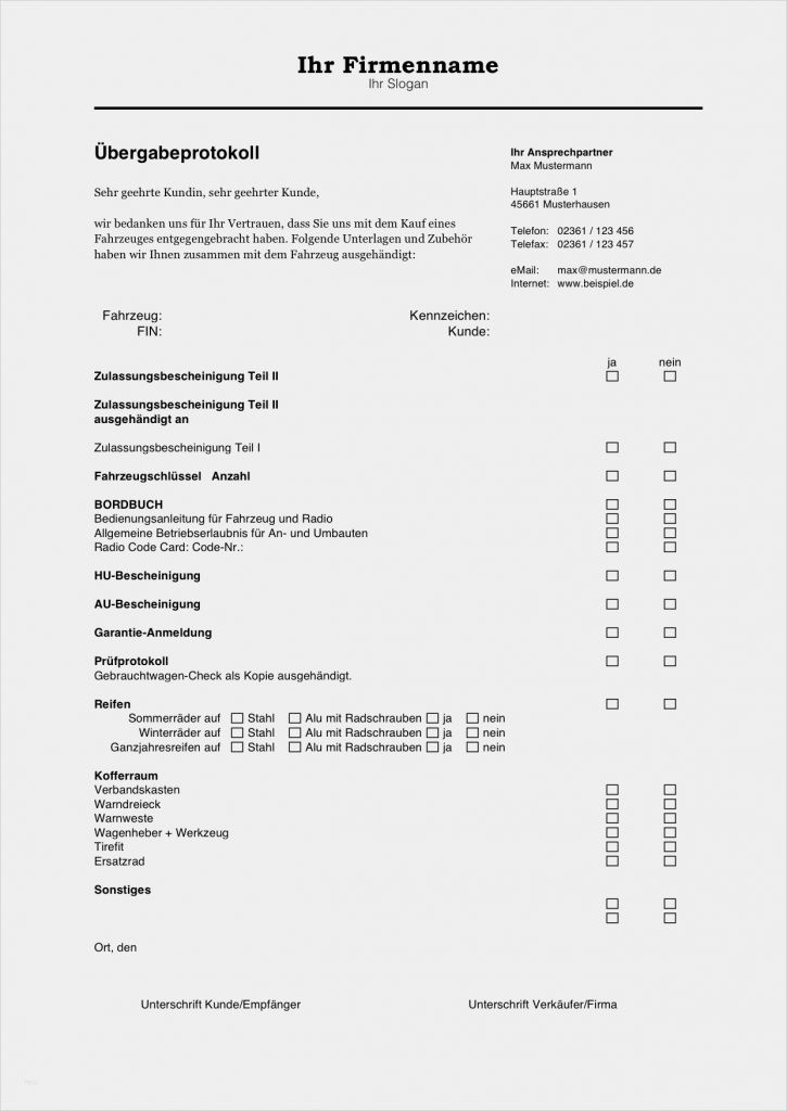 Privat Vertrag Geld Leihen Vorlage Cool Gratis Kfz Übergabeprotokoll Word