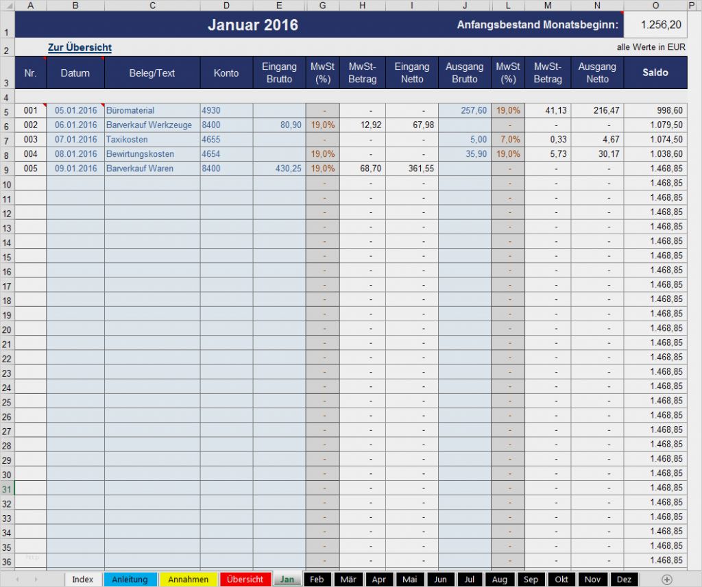 Private Buchhaltung Excel Vorlage Hübsch Kassenbuch | siwicadilly.com