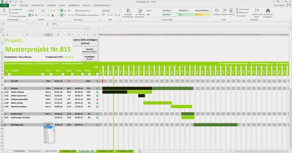 Projektablauf Vorlage Gut Projektplan Excel