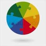 Puzzle Vorlage Vektor Beste Runde Puzzle 7 Optionen Vektorgrafik