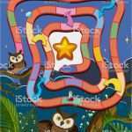 Puzzle Vorlage Vektor Süß Puzzle Spiel Vorlage Mit Eulen Nachts Stock Vektor Art Und