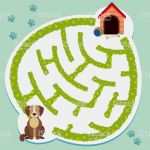 Puzzle Vorlage Vektor Wunderbar Puzzle Spiel Vorlage Mit Hund Und Hundehütte Stock Vektor