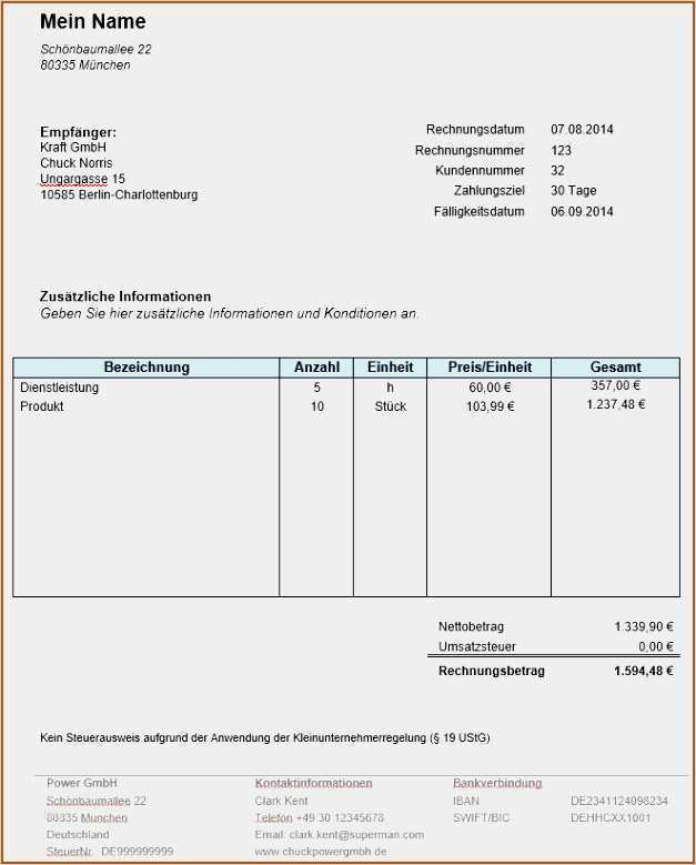 Rechnung Kleinunternehmer Vorlage Word Cool 11 Rechnungsformulare Kostenlos Downloaden Vorlagen123
