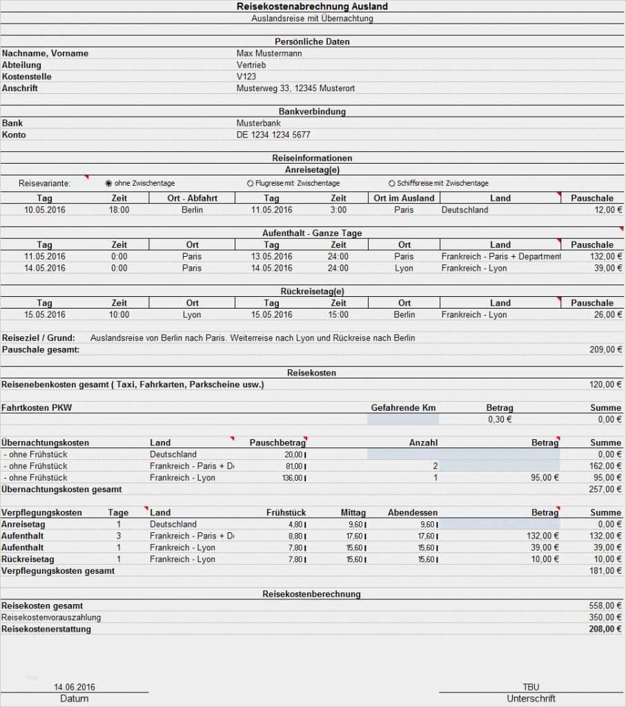 Reisekostenabrechnung Vorlage Ausland Schön Fantastisch Excel Reisekosten Vorlage Bilder Entry Level