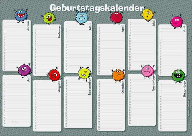 Rub Powerpoint Vorlage Hübsch Kalender Geburtstagskalender Zappelmonster Din A