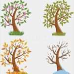Saison Arbeitsvertrag Vorlage Inspiration Vier Jahreszeiten Baum Vektorgrafik