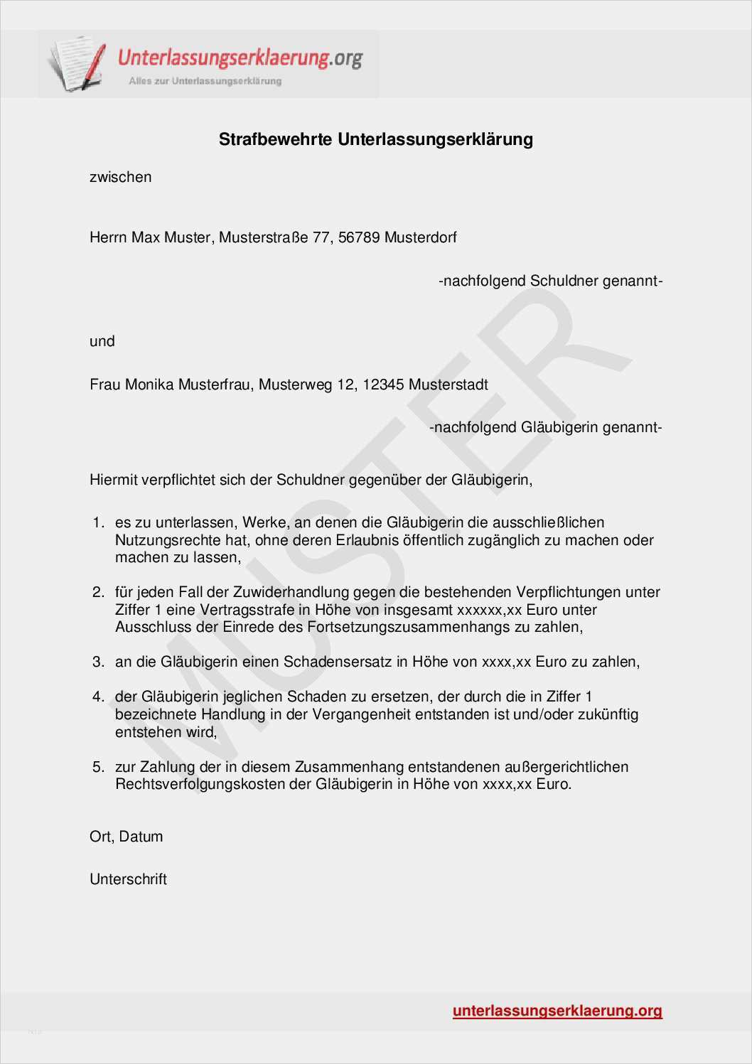 Schadensersatz Rechnung Vorlage Bewundernswert Unterlassungserklärung § Unterlassungsanspruch 2018