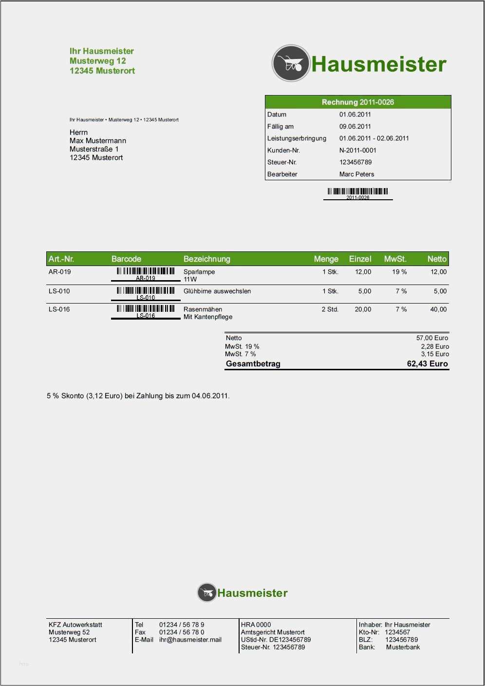 Schadensersatz Rechnung Vorlage Süß Faktura Manager Hausmeister software Bei Freeware