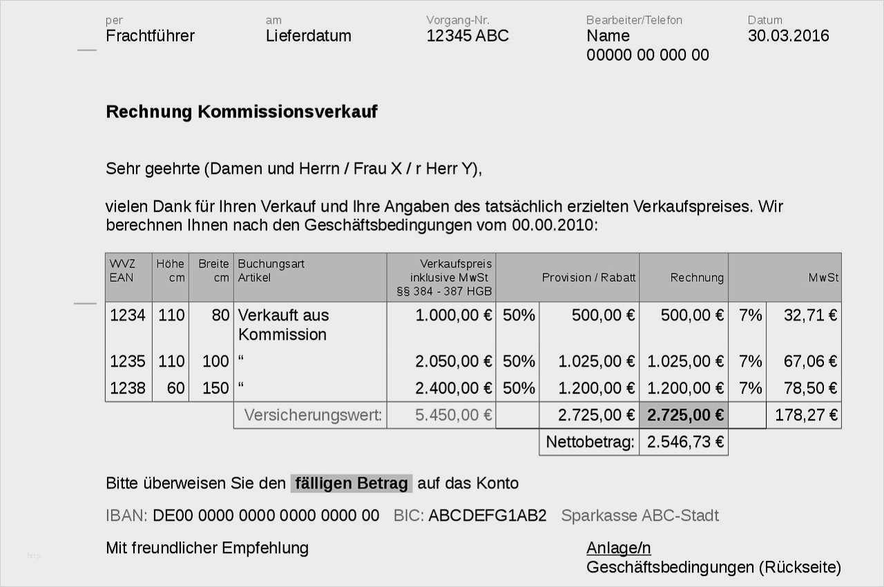 Schadensersatz Rechnung Vorlage Süß Kommissionsvorlagen Für Den Kunsthandel