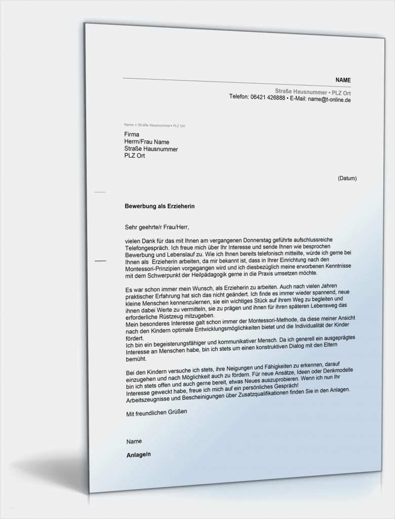 Schlechte Bewerbung Vorlage Erstaunlich Anschreiben Bewerbung Erzieher Erzieherin • De Bewerbung