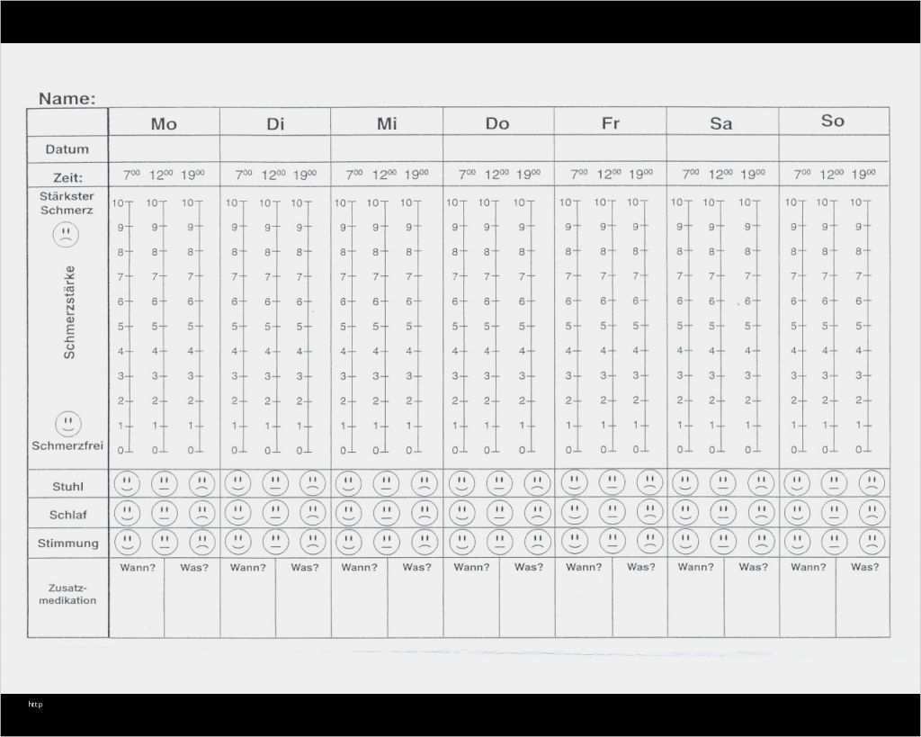Schmerztagebuch Zum Ausdrucken