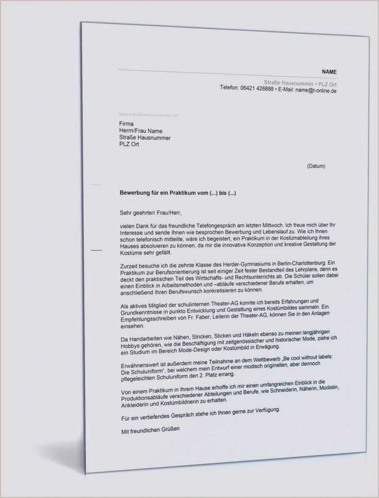 Schön Schreiben Vorlage Luxus Bewerbung Für Ein Praktikum Schreiben Schön Lebenslauf Für