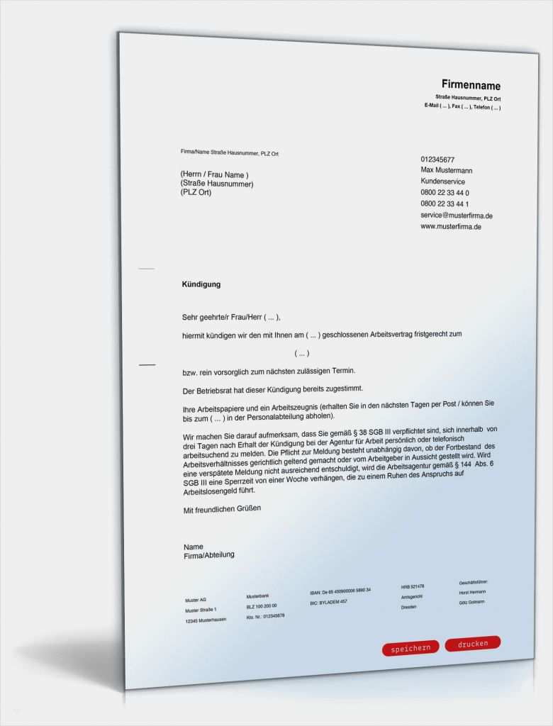 Schreiben Arbeitgeber Fahrverbot Vorlage Großartig Muster ordentliche Kündigung Für Arbeitgeber Zum Download
