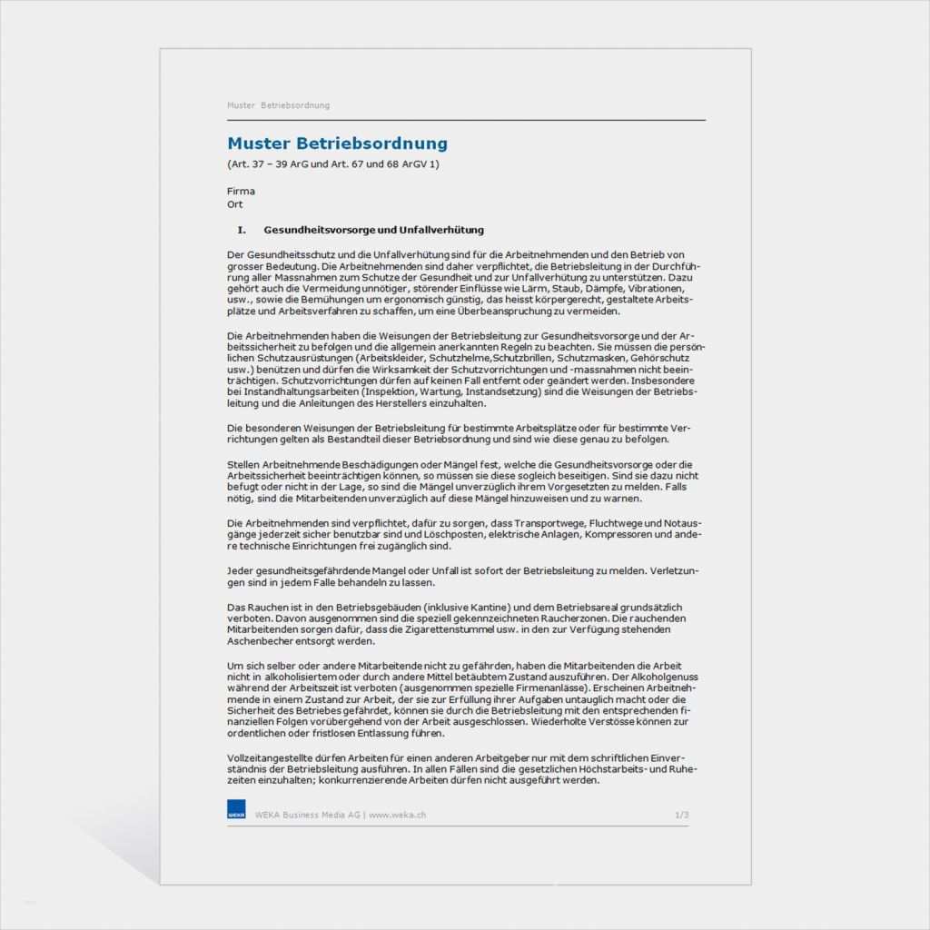 Schriftliche Vereinbarung Arbeitszeitkonto Vorlage Schönste Vorlage Betriebsordnung