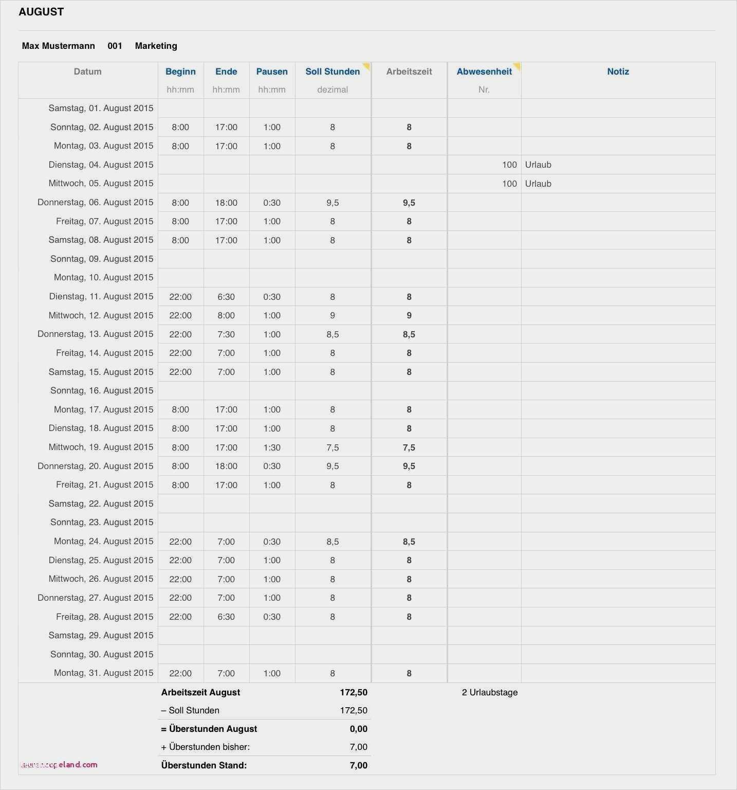 Server Dokumentation Vorlage Word Inspiration Vorlage Zur Dokumentation Der Taglichen Arbeitszeit Datev