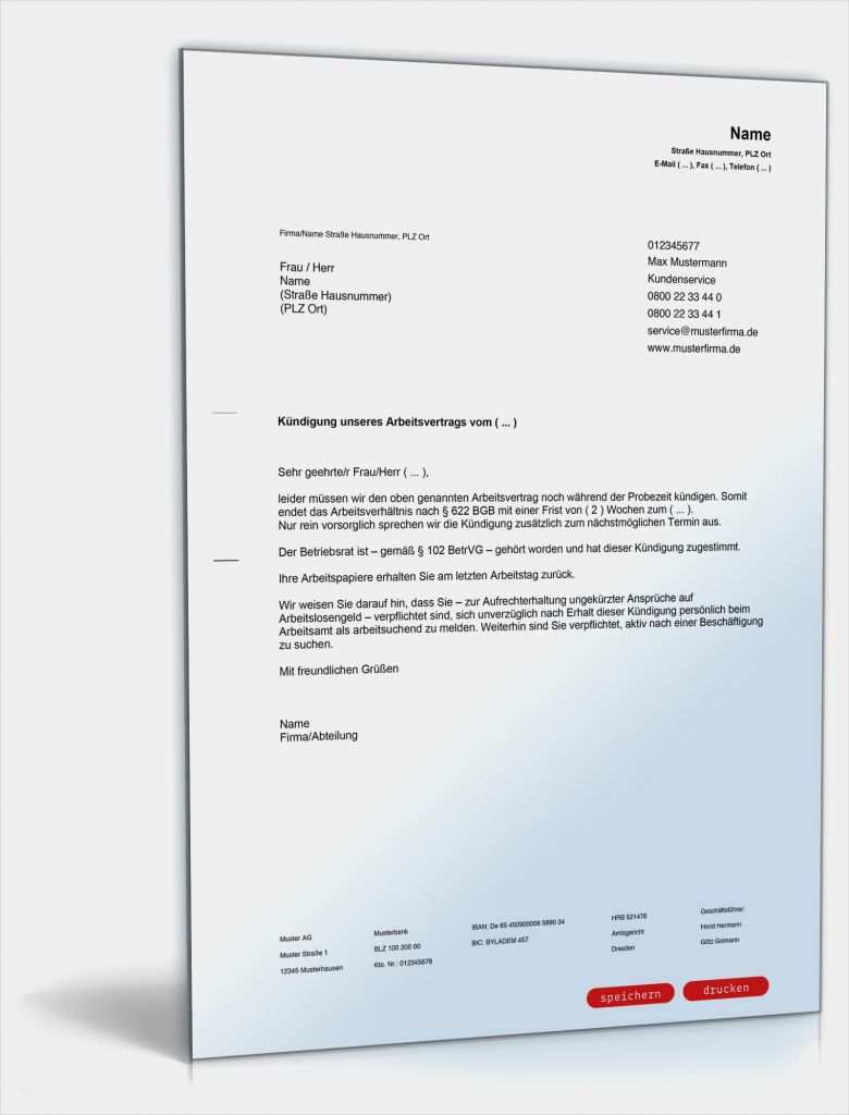 Sonderkündigung Vorlage 1&1 Angenehm Kündigung Arbeitgeber Vorlage