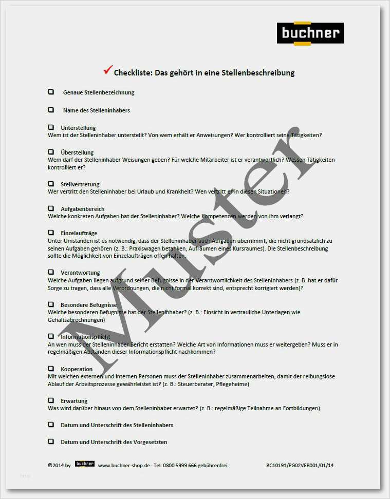 Stellenangebot Vorlage Word Best Of Checkliste Stellenbeschreibung Checklisten Downloads