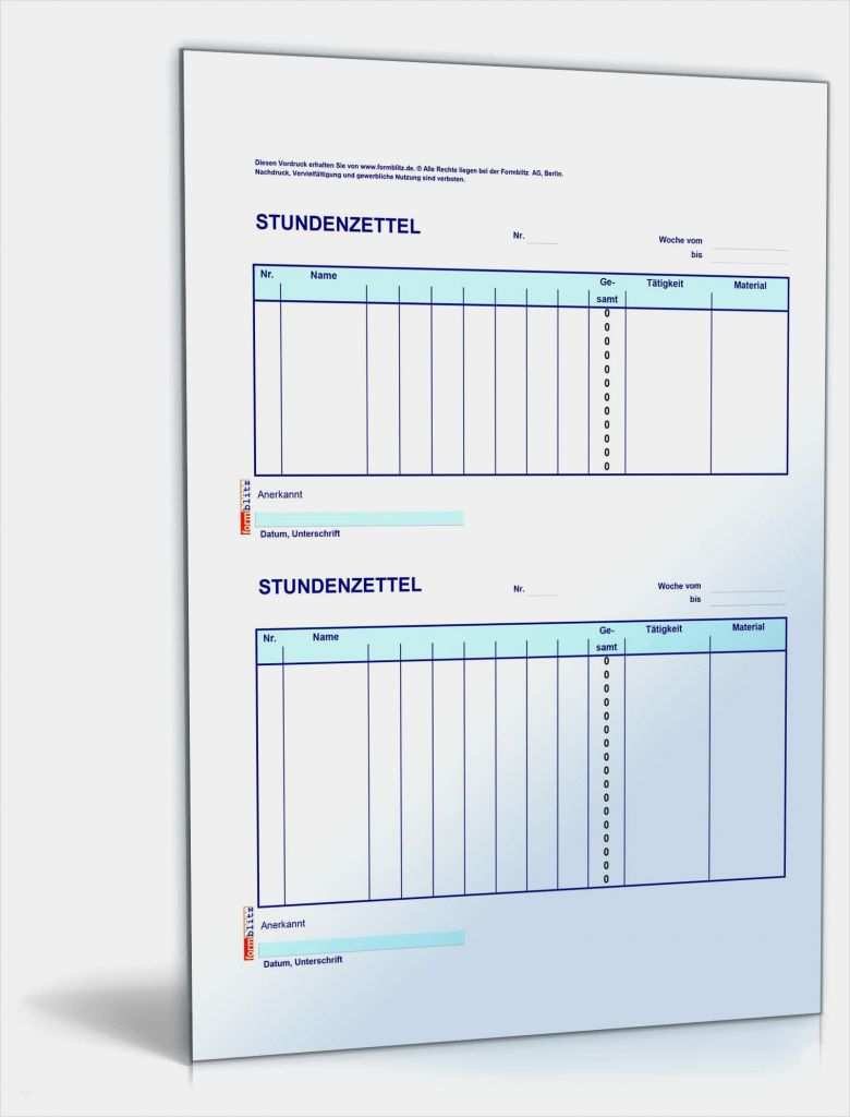 Stundenzettel Vorlage Baulohn Fabelhaft Stundenzettel Kolonne 2x12