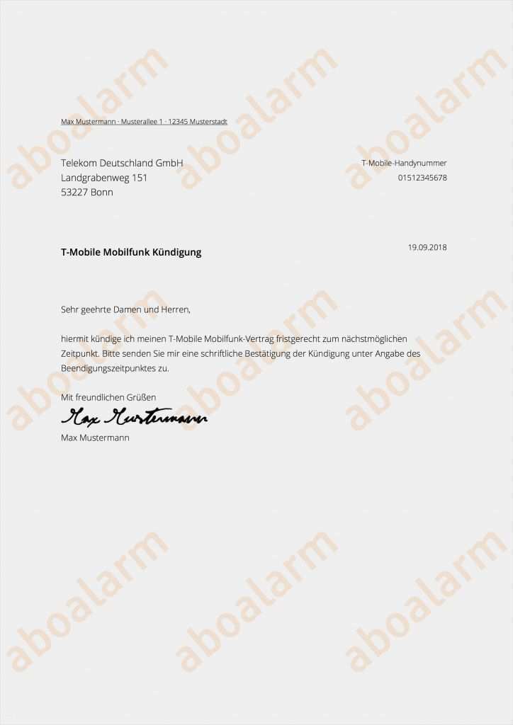 T Mobile Handyvertrag Kündigen Vorlage Einzigartig Telekom Online Kündigen
