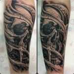Tattoo Vorlagen Wade Männer Schön Schädel Motiv Mit Biomechanik Kombiniert