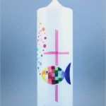 Taufkerze Motive Vorlagen Genial Taufkerze "mosaikfisch Regenbogen Mit Kreuz In Fuchsia"
