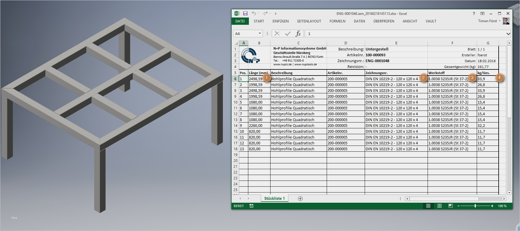 Technische Zeichnung Vorlage Fabelhaft Excel Stücklisten Export Aus Autodesk Inventor N P Blog