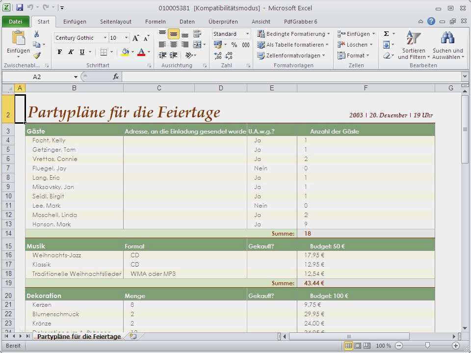 Teilnehmerliste Excel Vorlage Elegant Excel Vorlage Partyplaner Download Chip