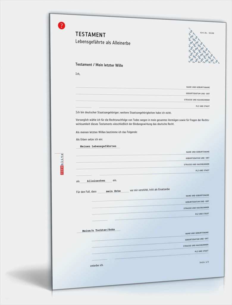 Testament Vorlage Word Wunderbar Testament Mit Lebensgefährten Als Alleinerbe