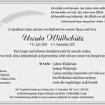 Todesanzeigen Muster Vorlagen Elegant Ursula Wildschütz Trauer Traueranzeigen & Nachrufe