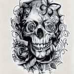 Totenkopf Tattoo Vorlagen Großartig totenkopf Schädel Rose Temporäre Tattoo