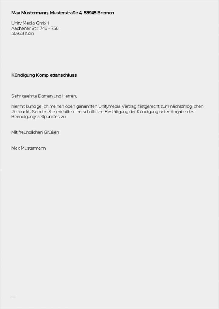 Unitymedia Widerruf Email Vorlage Gut Kündigung Unitymedia Vorlage Umzug Kündigung Vorlage