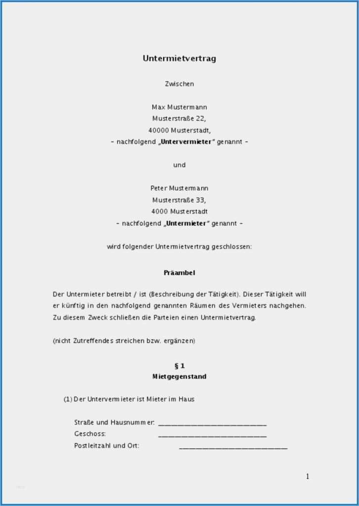Untermietvertrag Vorlage Deutschland Angenehm Kündigung Mietvertrag Vorlage Pdf Kündigung Vorlage