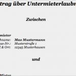 Untermietvertrag Vorlage Kostenlos Pdf Best Of Kostenlos Vertrag über Untermieterlaubnis Als Word Datei