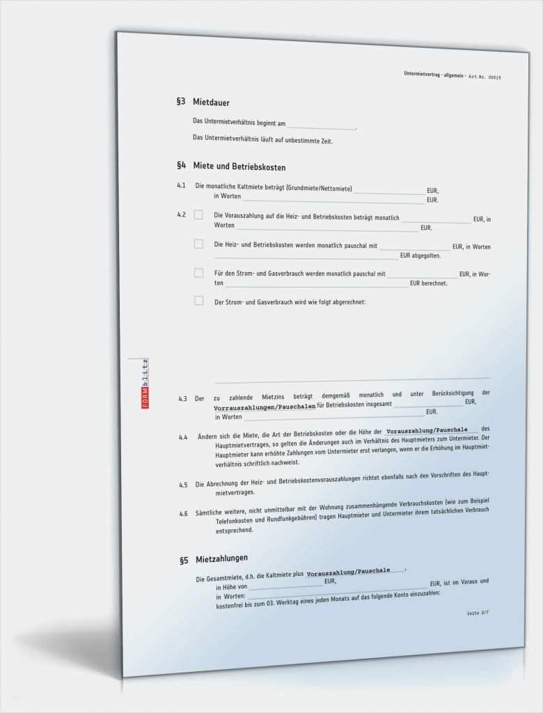 Untermietvertrag Vorlage Pdf Ausfüllbar Erstaunlich Untermietvertrag Für Eine Wohnung Muster Zum Download
