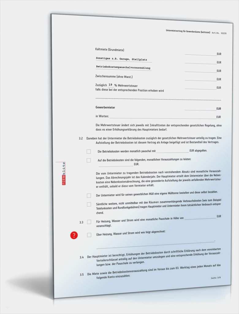 Untermietvertrag Vorlage Pdf Schön Befristeter Untermietvertrag Gewerberäume Muster Zum Download