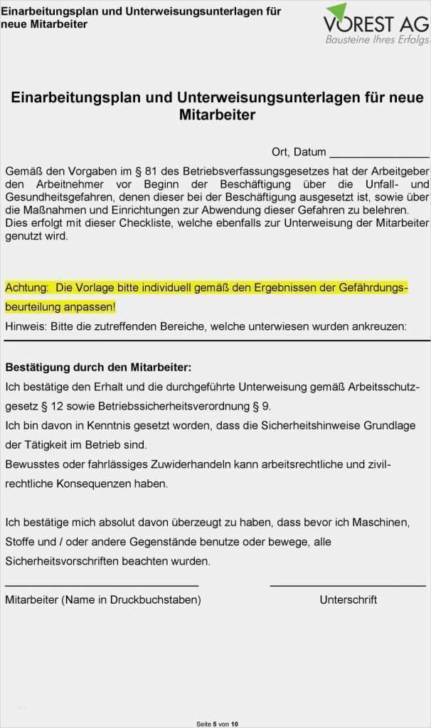 Unterweisung Mitarbeiter Vorlage Luxus Vorschau Pdf Einarbeitungsplan Und
