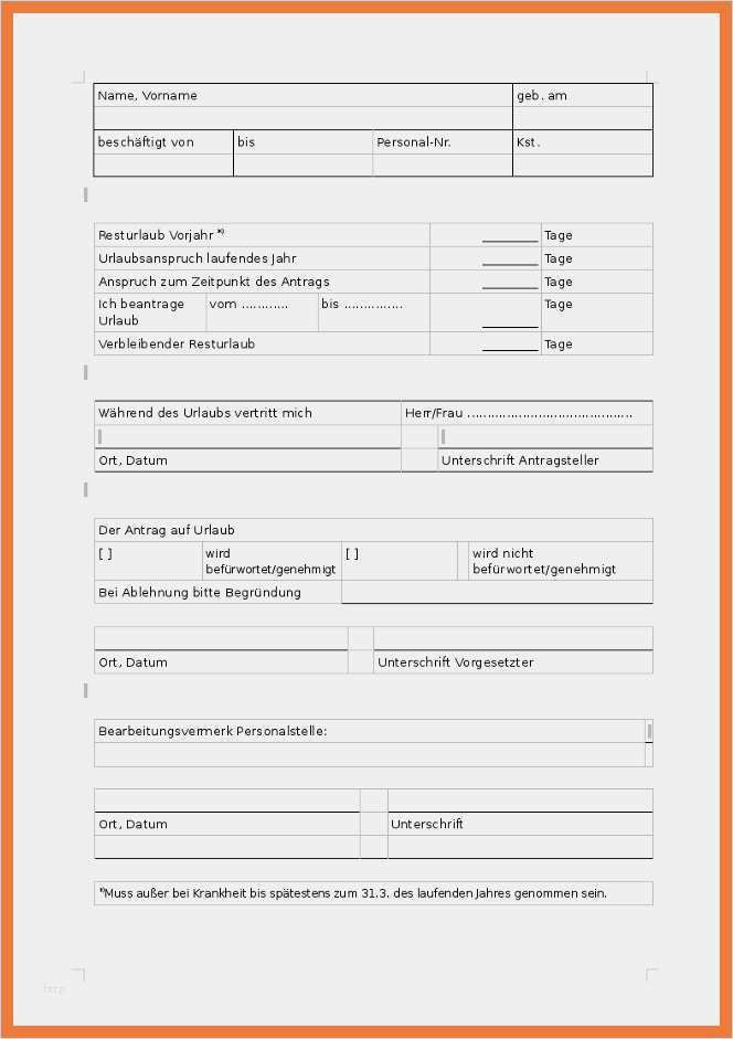 Urlaubsantrag Vorlage Excel Neu 15 formular Urlaubsantrag Kostenlos | siwicadilly.com