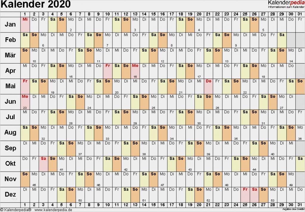 Urlaubskalender Vorlage Angenehm Kalender 2020 Zum Ausdrucken Als Pdf 16 Vorlagen Kostenlos