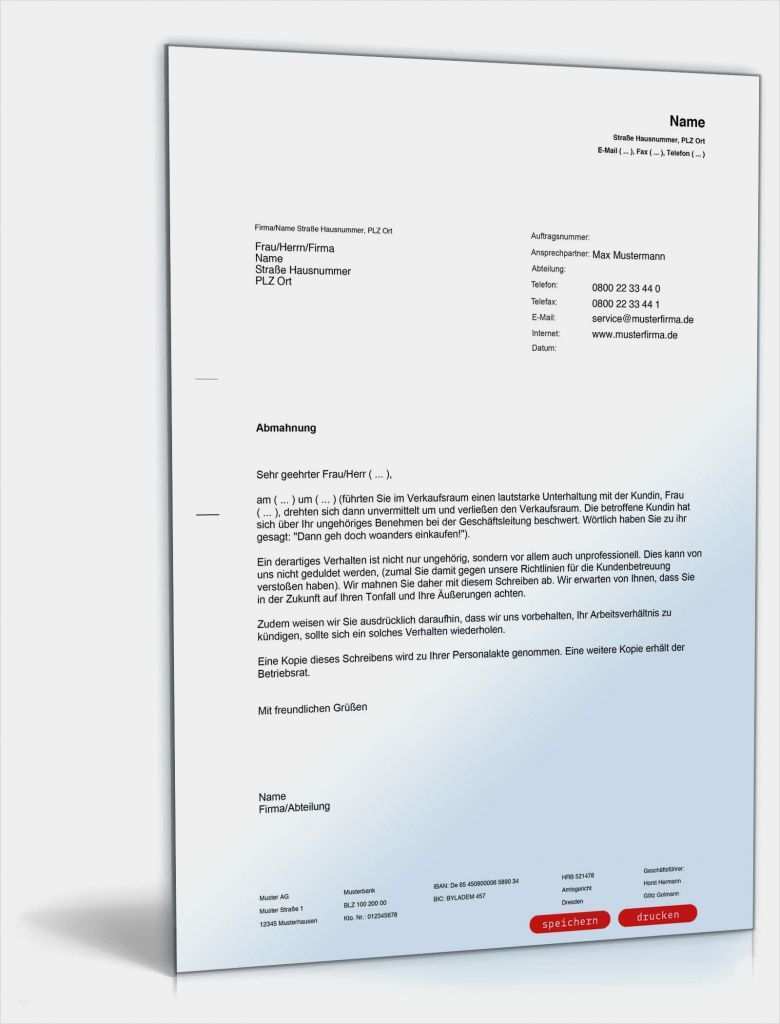 Verhalten Bei Unfällen Vorlage Erstaunlich Abmahnung ...
