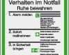 Verhalten Im Brandfall Vorlage Fabelhaft Aushang Nachleuchtend Verhalten Im Notfall