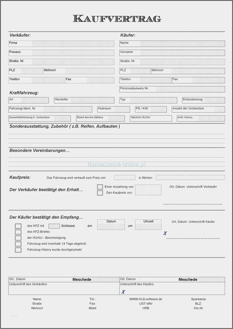 Vertrag Vorlage Autoverkauf Privat Luxus Vordruck Kfz Kaufvertrag