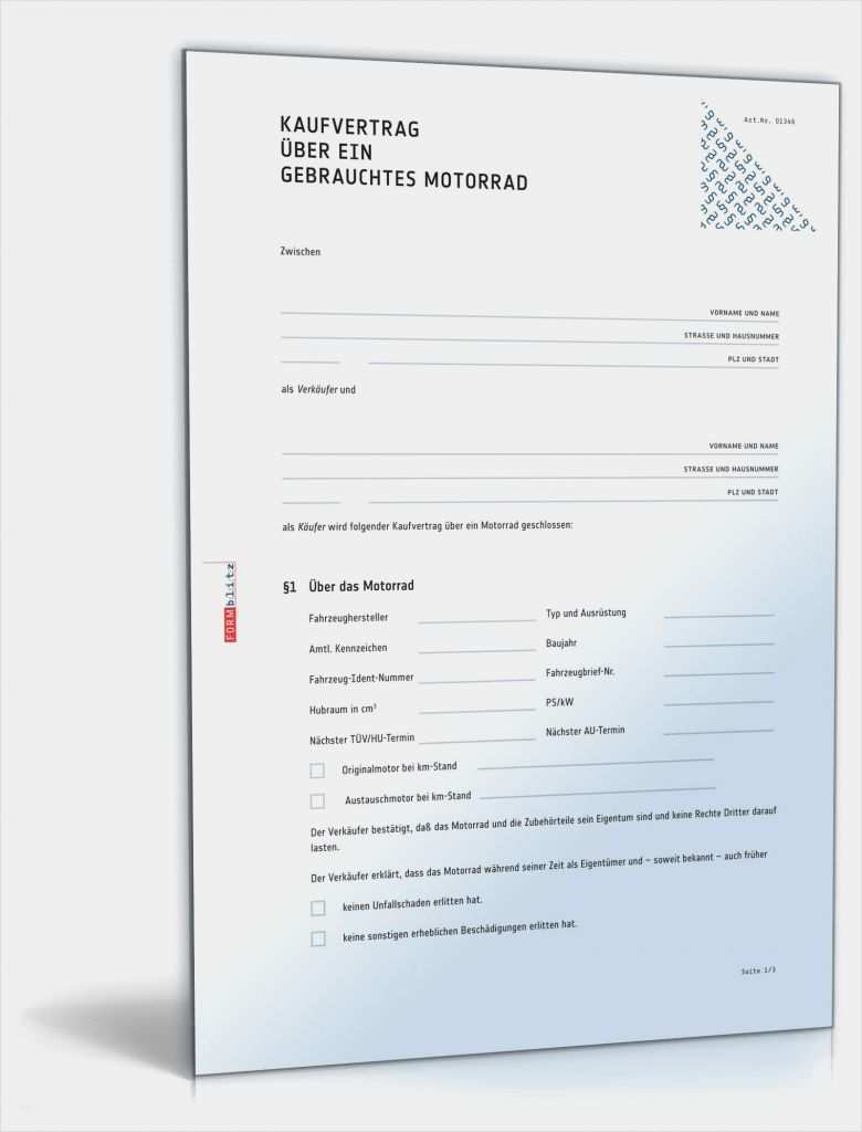 Vertrag Zwischen Privatpersonen Vorlage Neu Kaufvertrag Motorrad