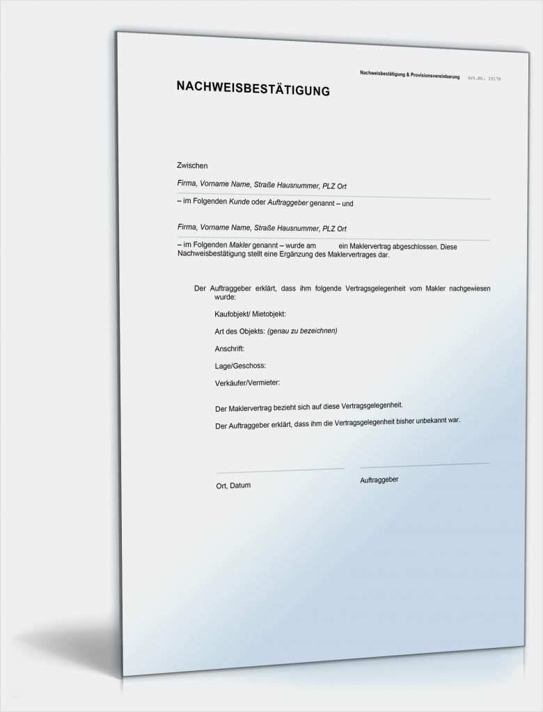 Verwaltungsvertrag Immobilien Vorlage Cool Nachweisbestätigung Makler Und Mieter Vorlage Zum Download